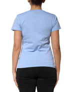 PINKO Blue Love Story Sequined Embellished Short Sleeves T-shirt