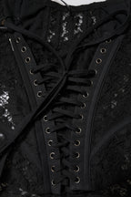 Dolce & Gabbana Black Strapless Floral Lace Bustier Cropped Top