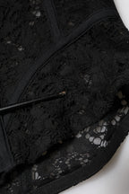 Dolce & Gabbana Black Strapless Floral Lace Bustier Cropped Top