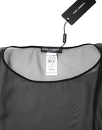 Dolce & Gabbana Black See Through Silk Chiffon Lace Blouse Top