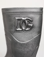 Dolce & Gabbana Metallic Silver Pull On Rain Boots Shoes