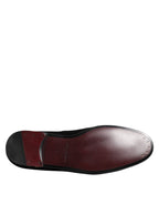 Dolce & Gabbana Black Velvet Gold Crown Mens Loafers Shoes
