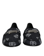 Dolce & Gabbana Blue Logo Cotton Loafers Formal Dress Shoes