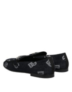 Dolce & Gabbana Blue Logo Cotton Loafers Formal Dress Shoes