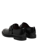 Dolce & Gabbana Black Leather Monk Strap Derby Formal Shoes