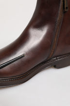 Dolce & Gabbana Brown Chelsea Leather Mid Calf Boots Shoes