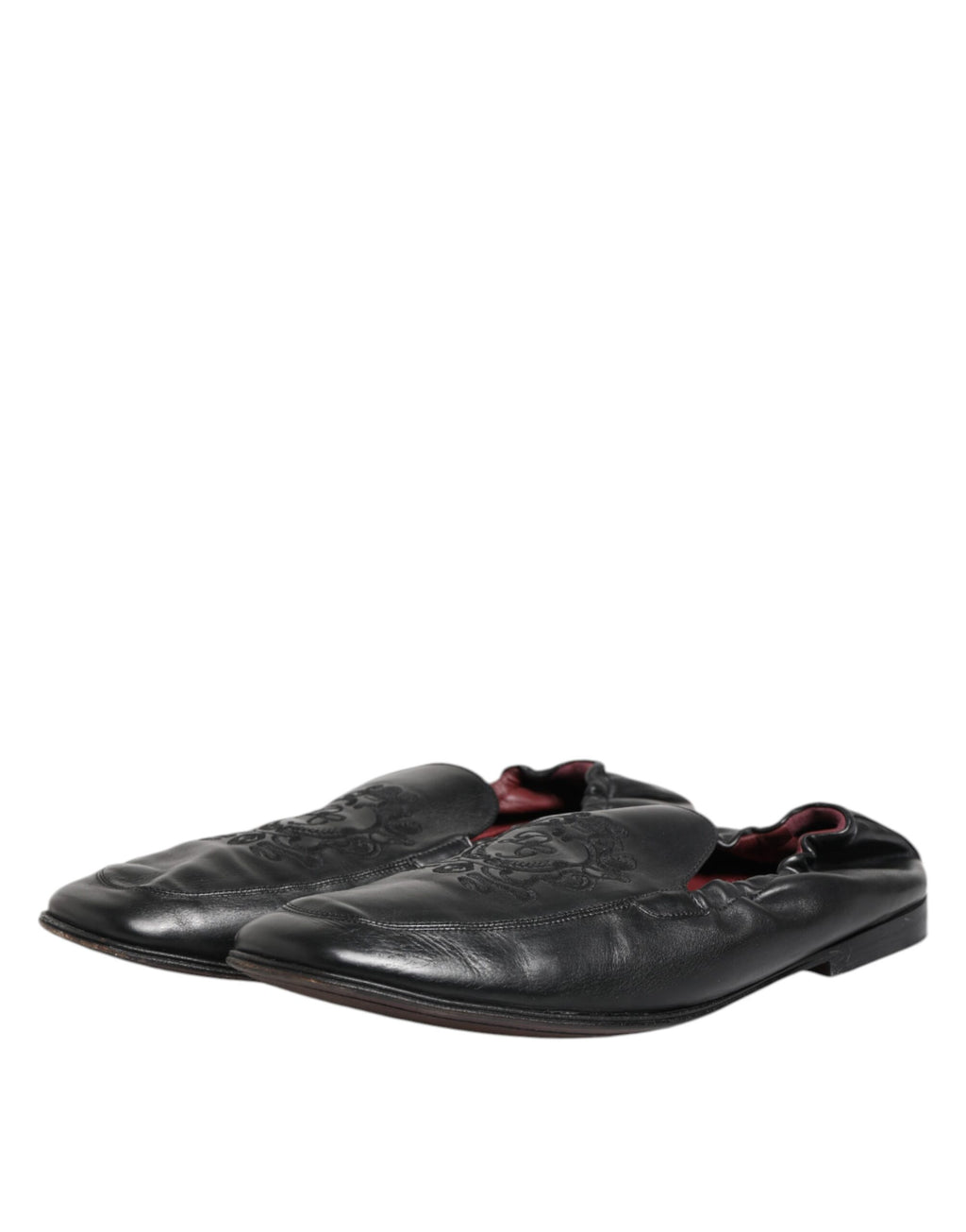 Dolce & Gabbana Black Leather Slip On Men Flat Loafers Shoes