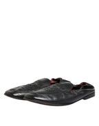 Dolce & Gabbana Black Leather Slip On Men Flat Loafers Shoes