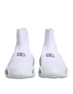 Dolce & Gabbana White Silver Slip On Wave Socks Sneakers Shoes