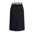 Valentino Black Wool Oves Aries Midi Skirt