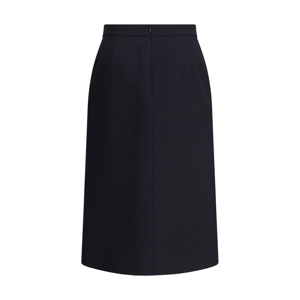 Valentino Black Wool Oves Aries Midi Skirt