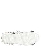 Dolce & Gabbana Black White Studded Low Top Sneakers Shoes