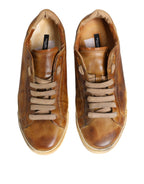 Dolce & Gabbana Brown Leather Low Top Men Sneakers Shoes
