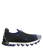 Dolce & Gabbana Blue Black Slip On Low Top Men Sneakers Shoes