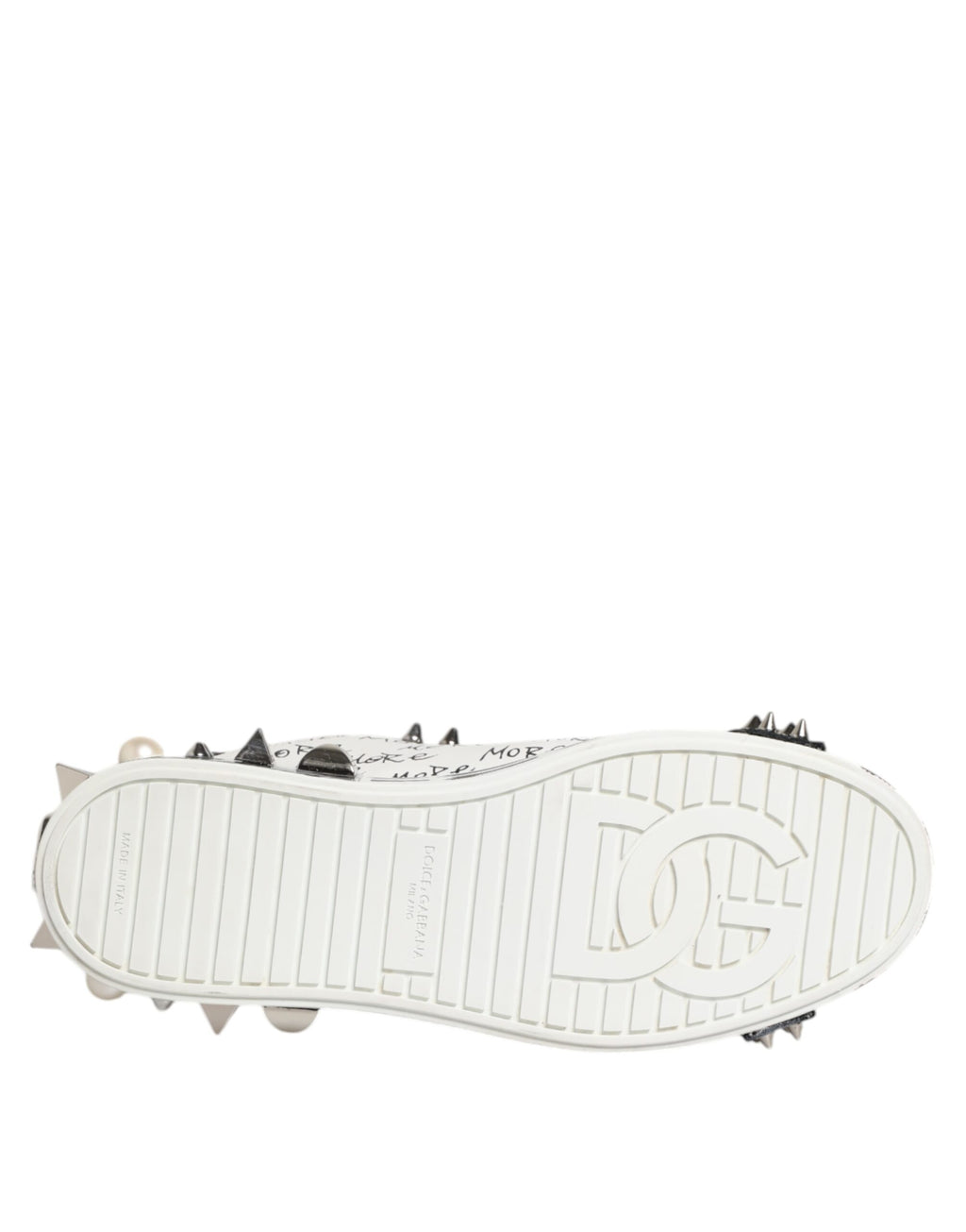 Dolce & Gabbana Black White Studded Low Top Sneakers Shoes