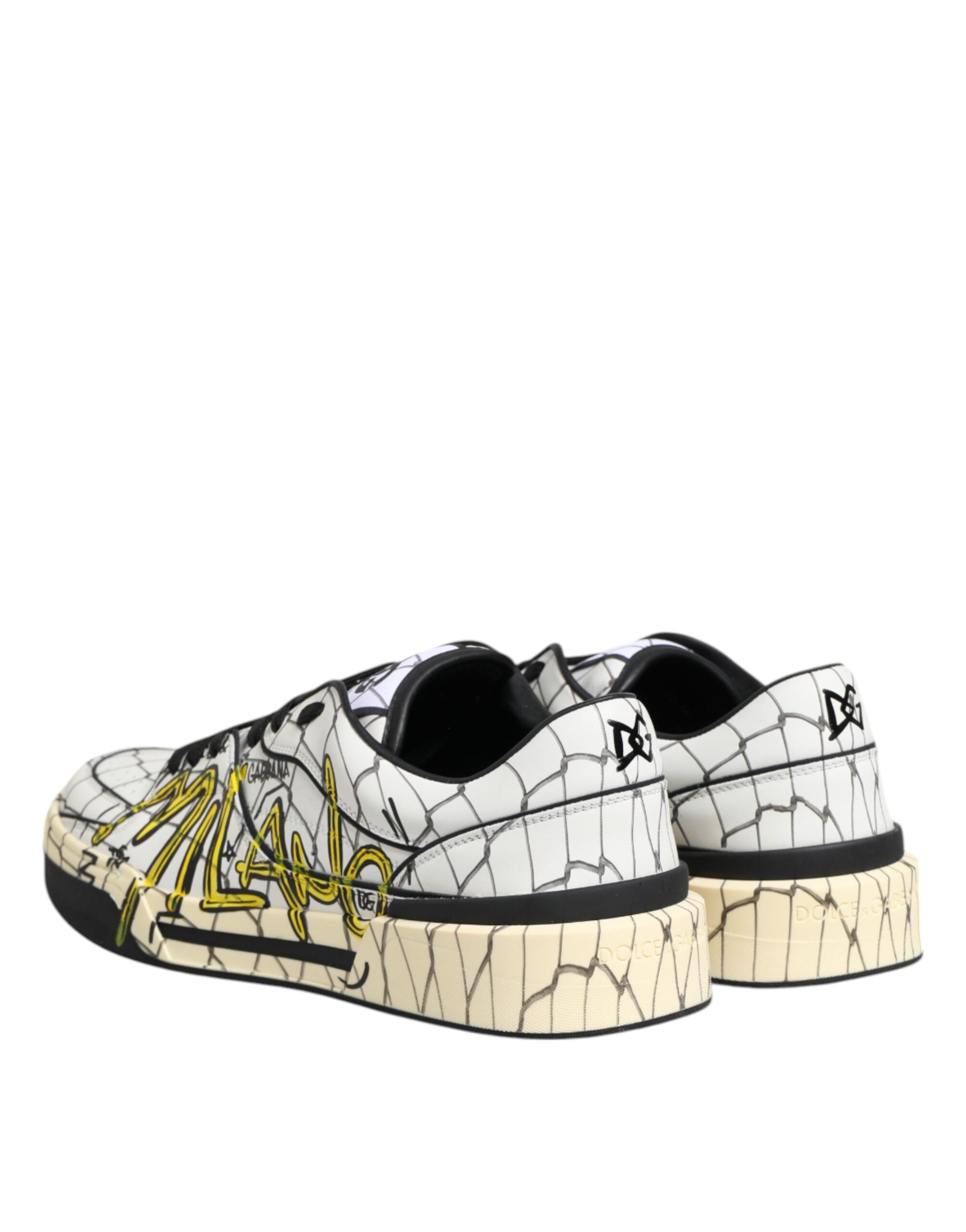 Dolce & Gabbana White Logo Print Low Top Men Sneakers Shoes