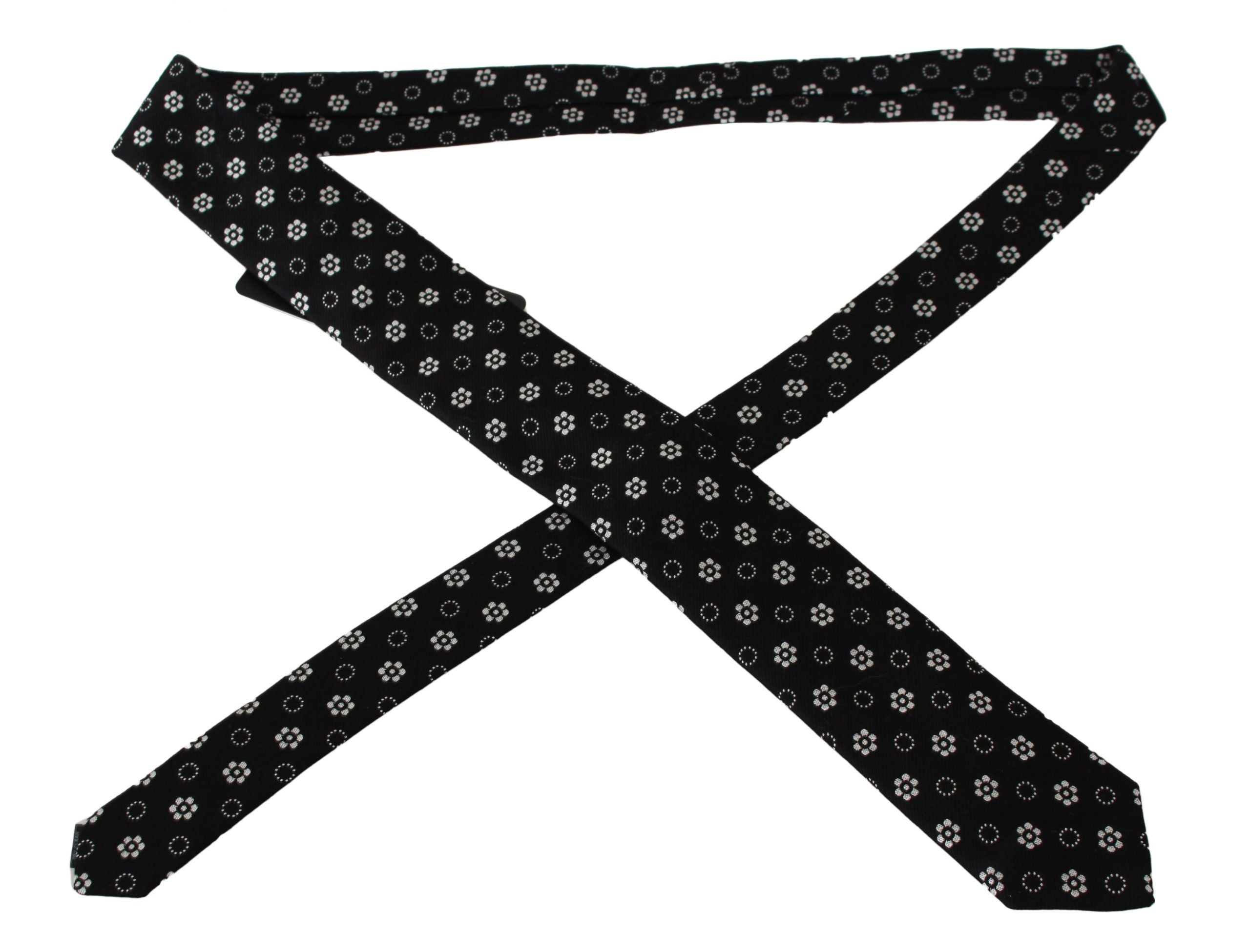 Dolce & Gabbana Black 100% Silk Floral Print Print Classic Tie