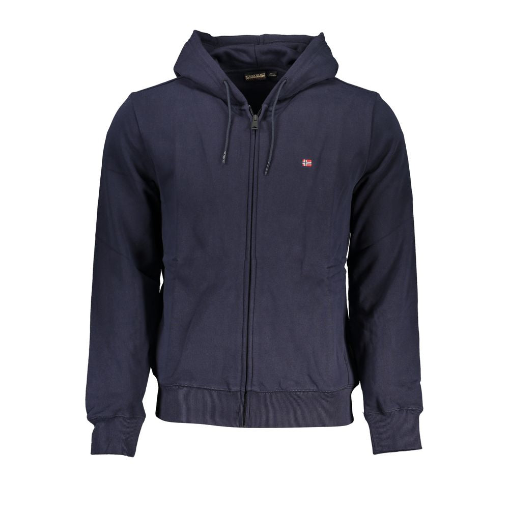 Napapijri Blue Cotton Men Sweater with Hood