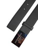 Dolce & Gabbana Black Leather Classic Metal Logo Buckle Belt