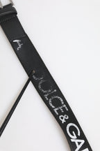 Dolce & Gabbana Black Polyester Leather Metal Buckle Belt