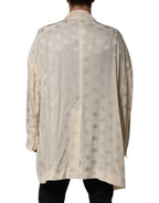 Dolce & Gabbana Beige Polyester Logo Monogram Coat Jacket