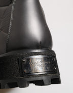 Dolce & Gabbana Silver Padded Mid Calf Lace Up Boots Shoes