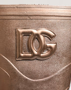 Dolce & Gabbana Metallic Gold Pull On Rain Boots Shoes