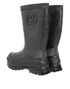 Dolce & Gabbana Metallic Black Pull On Rain Boots Shoes