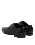 Dolce & Gabbana Black Exotic Leather Lace Up Derby Shoes