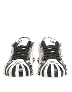 Dolce & Gabbana White Studded Printed Low Top Sneakers Shoes