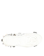 Dolce & Gabbana White Studded Printed Low Top Sneakers Shoes