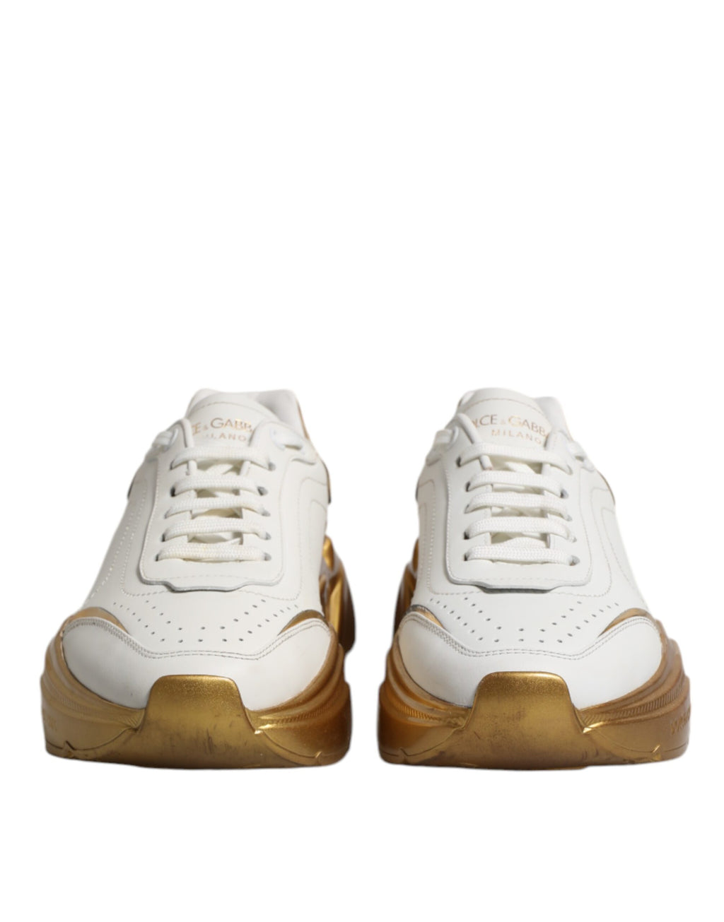 Dolce & Gabbana White Gold Daymaster Low Top Sneakers Shoes