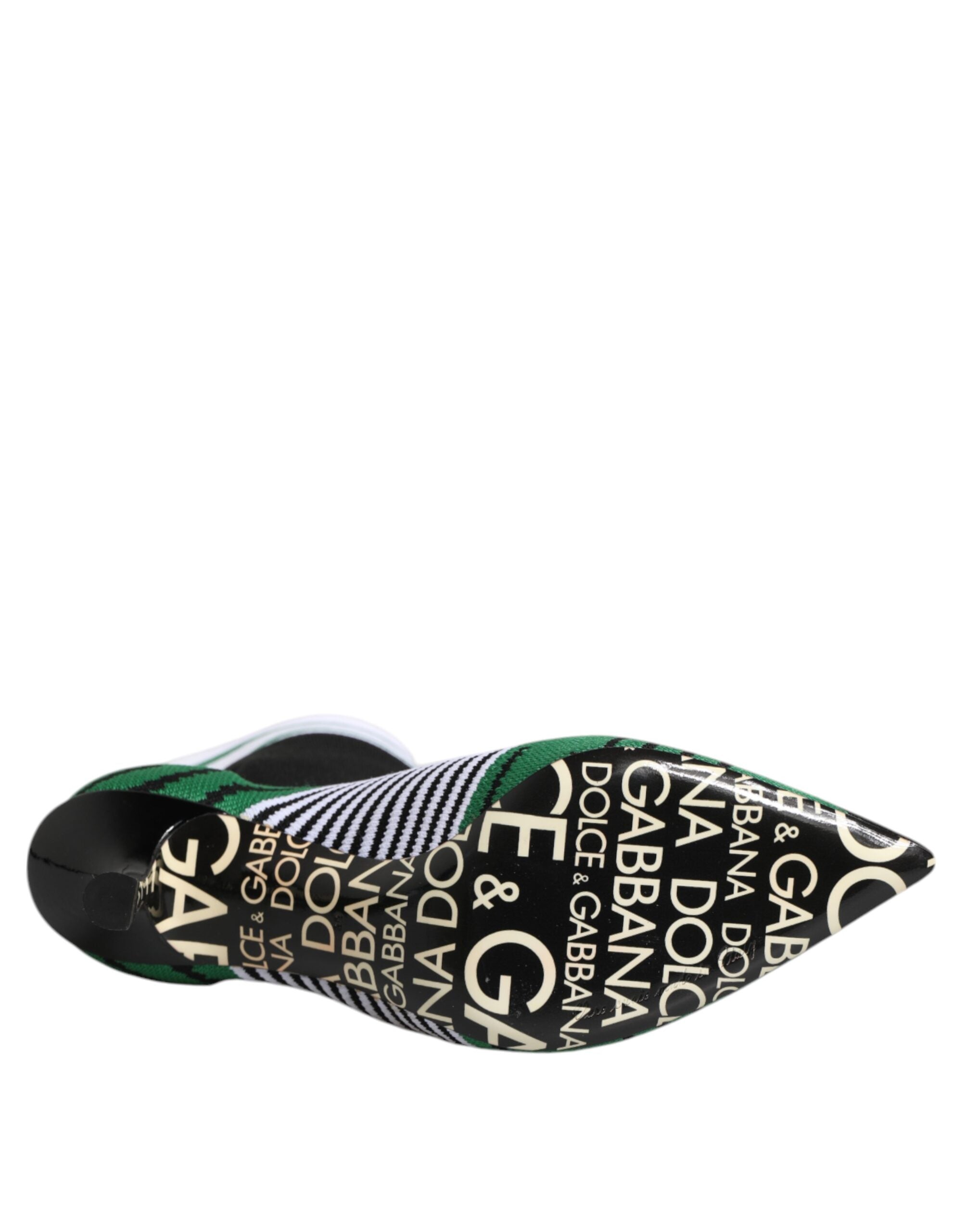 Dolce & Gabbana Green Stretch Sock Style Ankle Boots Shoes