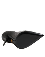 Dolce & Gabbana Black Leather Stiletto High Heels Pumps Shoes