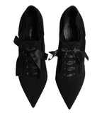 Dolce & Gabbana Black Lace Up Stiletto Heels Pumps Shoes