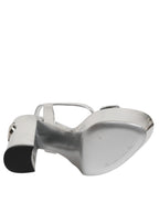 Dolce & Gabbana Silver Leather Platform Keira Sandals Shoes