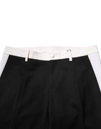 Dolce & Gabbana Black White Stripe Wool Men Trouser Pants