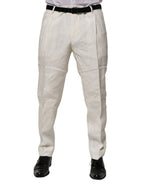Dolce & Gabbana Cream Linen Dress Slim Formal Trouser Pants
