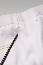 Dolce & Gabbana White Polyester Tapered Formal Trouser Pants