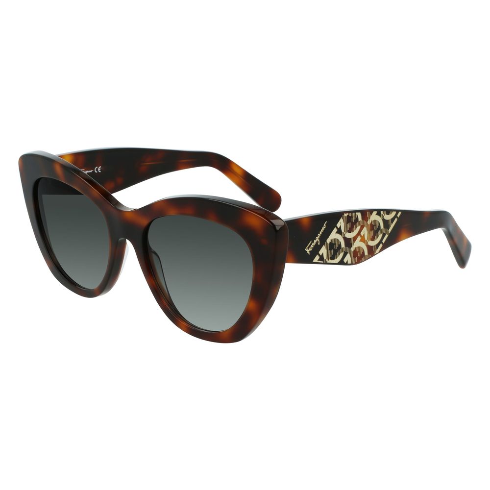 Salvatore Ferragamo Brown Acetate Sunglasses