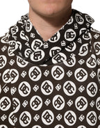 Dolce & Gabbana Brown White DG Logo Short Hoodie Sweater