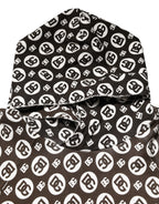 Dolce & Gabbana Brown White DG Logo Short Hoodie Sweater