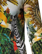 Dolce & Gabbana Tropical Heart Crown Silk Pullover Sweater