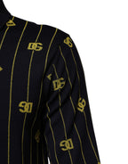 Dolce & Gabbana Black Logo Jacquard Knitted Polo Shirt T-shirt