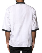 Dolce & Gabbana White Sketch Print Oversized Mens Polo T-shirt