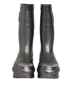 Dolce & Gabbana Black Argento Pull On Rain Boots Shoes
