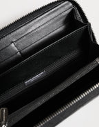 Dolce & Gabbana Black Leather DG Plaque Zip Around Continental Wallet