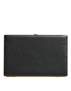 Dolce & Gabbana Black Leather Gold Frame Clutch Evening Party Purse Bag