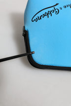 Dolce & Gabbana Blue Nylon DG Logo Print Clutch Zip Pouch Bag