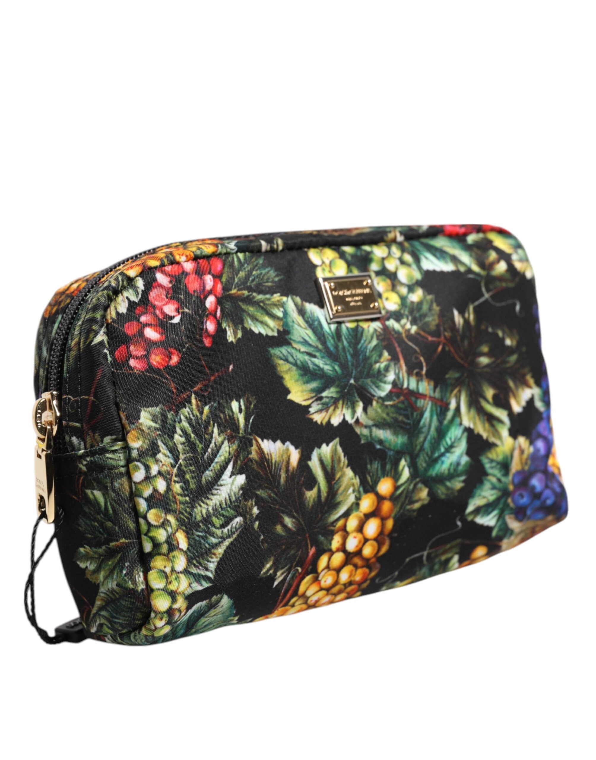 Dolce & Gabbana Multicolor Grape Print Clutch Logo Plaque Pouch Bag